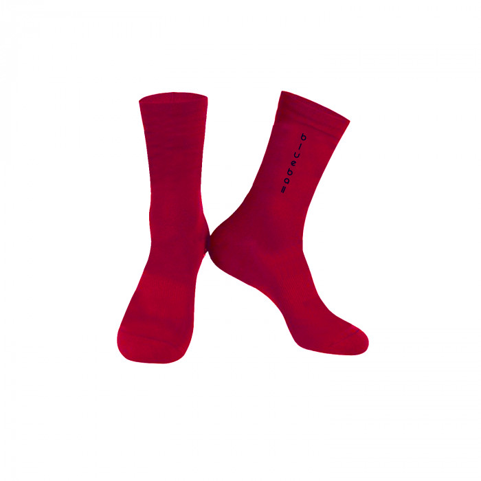 Red with black logo Knitting socks
